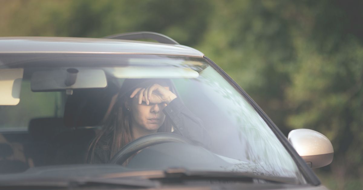 stressed woman in car